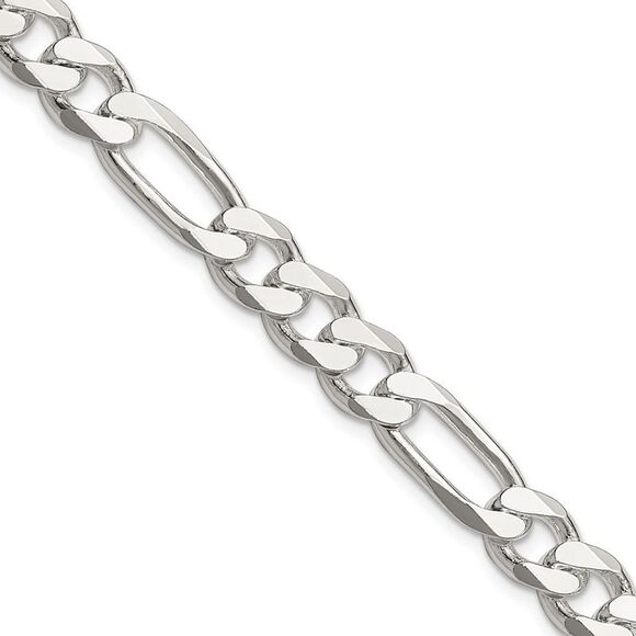Kazi Luxury Sterling Silver 8mm Figaro Chain - Picture 1 of 7